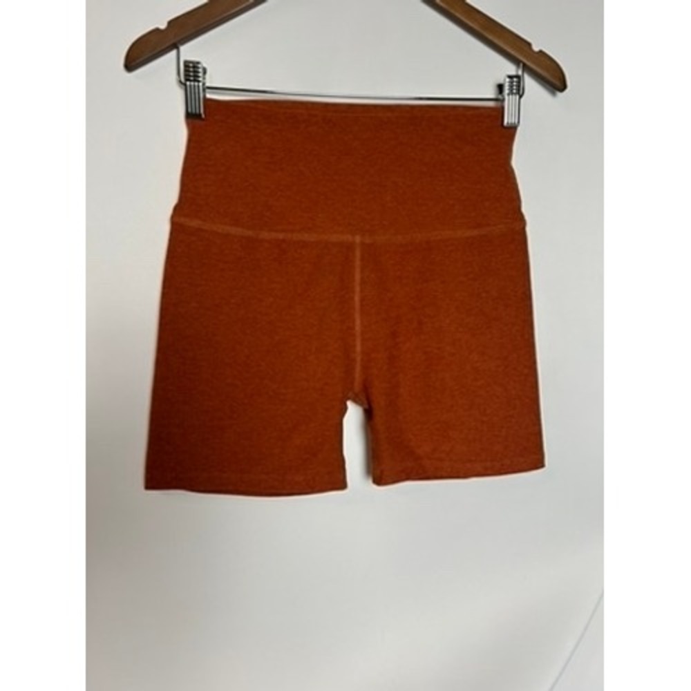 Beyond Yoga Women Spacedye High Waisted Biker Shorts Rust L Pilates Lounge Train